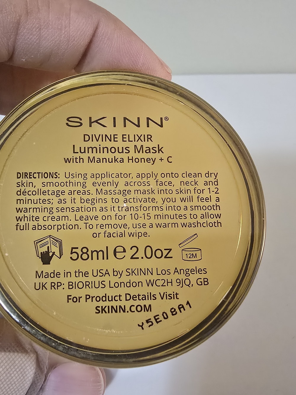 SKINN Luminous Mask with Manuka Honey + C — Yellow